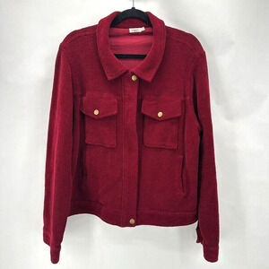FAHERTY Textured Plush Jacket Womens XL Red Chore Barn Preppy Outdoor Ranch Farm